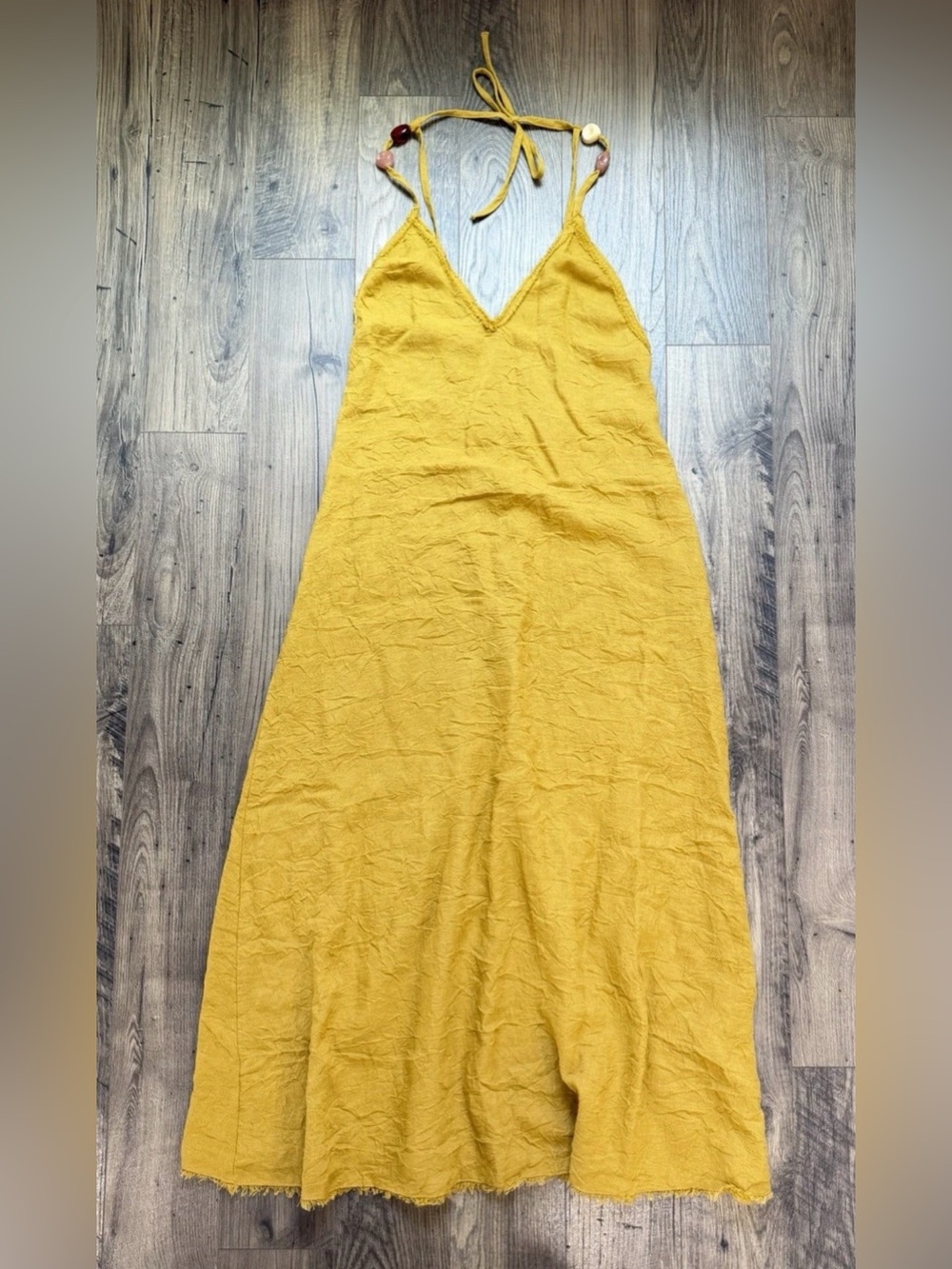 ZARA Yellow Halter Tie Neck Sleeveless Dress – Women’s Size M